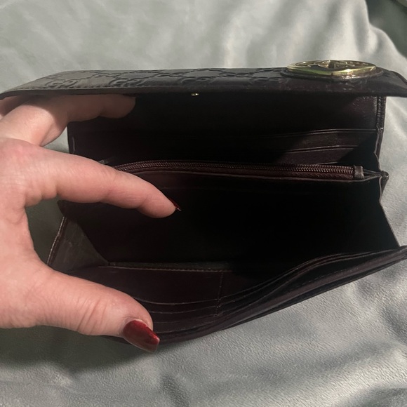 🔥Authentic Gucci Guccissima embossed leather wallet with gold heart GG logo - Picture 8 of 13